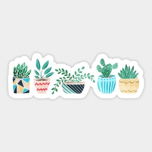 Five in a Row - Plants in Funky Pots Sticker